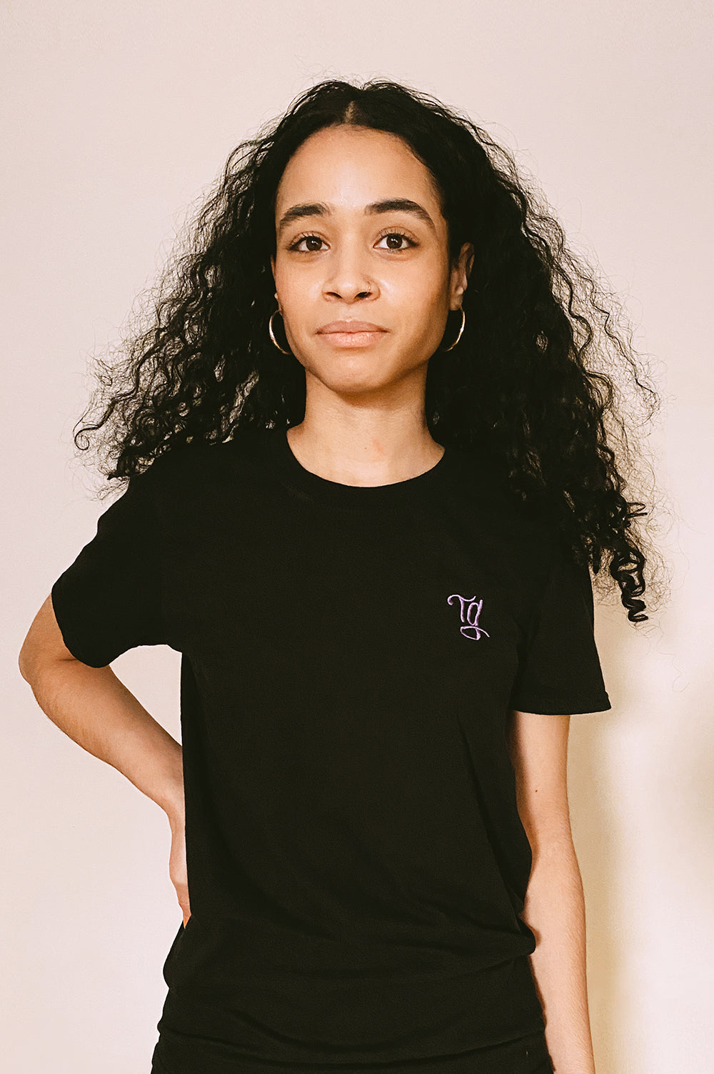 TG Embroidered Tee - Obsidian – Tiny Ghosts